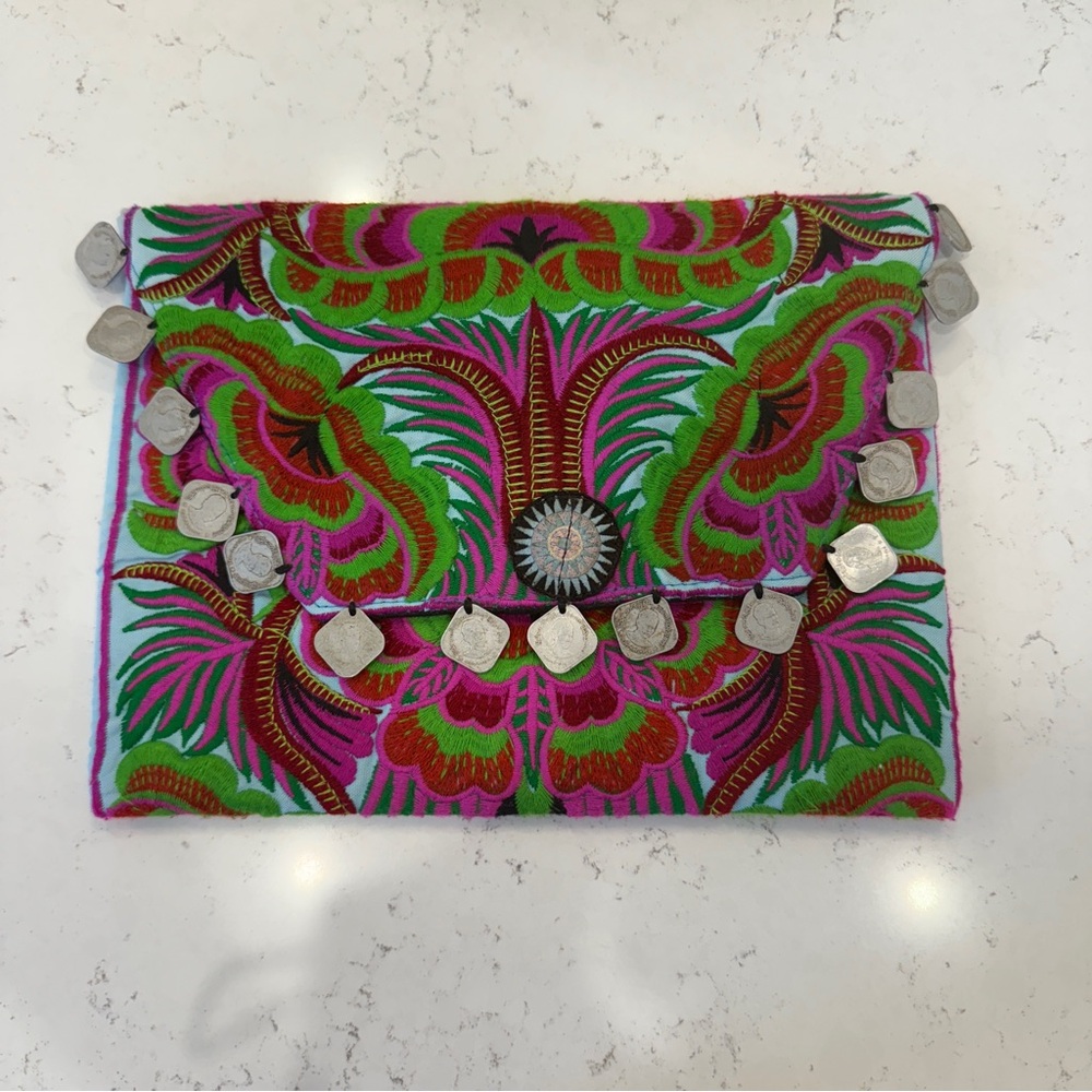Colorful Embroidered Clutch